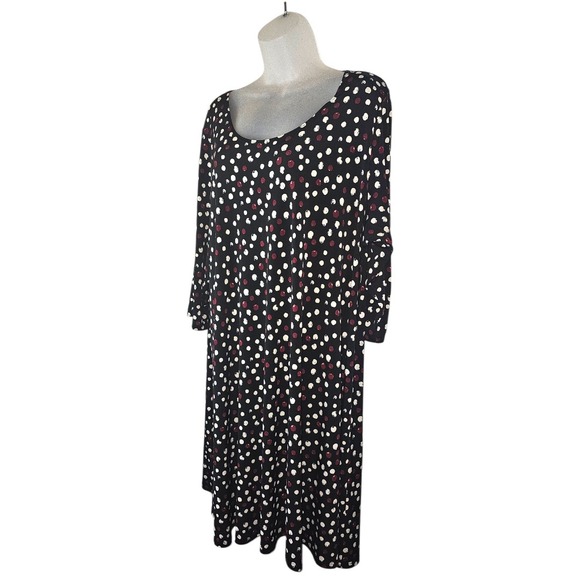 Karen Kane Plus Size 3X Polka Dot Midi Dress Black White Red 3/4 Sleeve USA - Picture 6 of 10